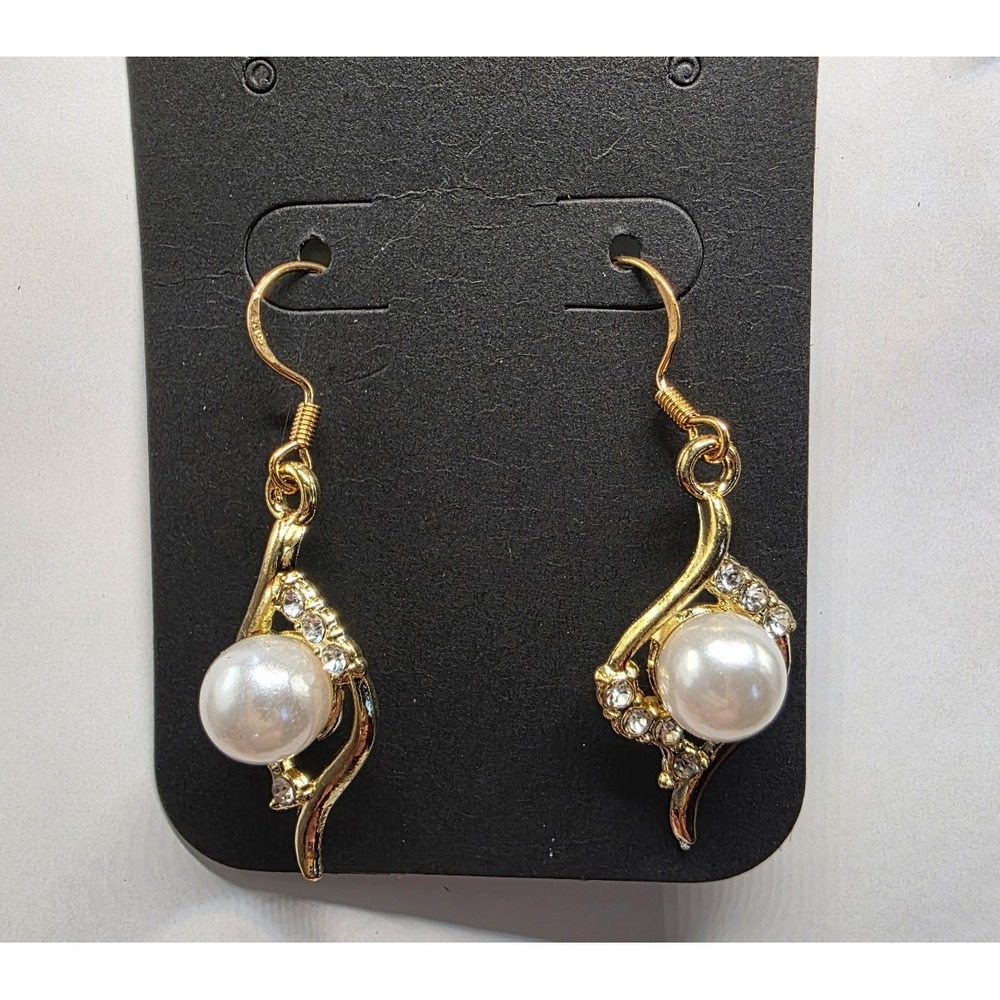 Gold Rhinestone Pearl Earrings Handmade Hypoallergenic BUNDLE & OFFER TO SAVE